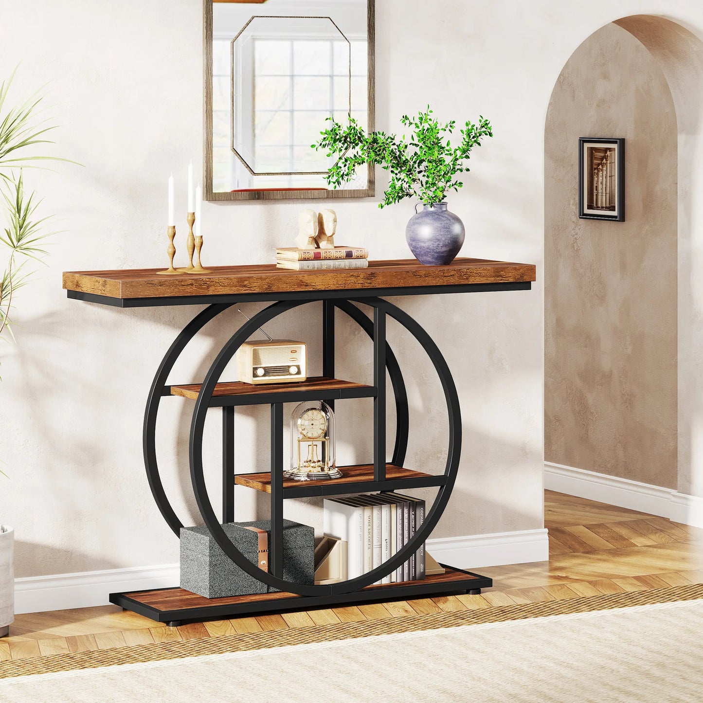 Tribesigns Console Table, 39.4-Inch Entryway Table with Thickened Tabletop, 4- Tier Industrial Narrow Hallway Sofa Table