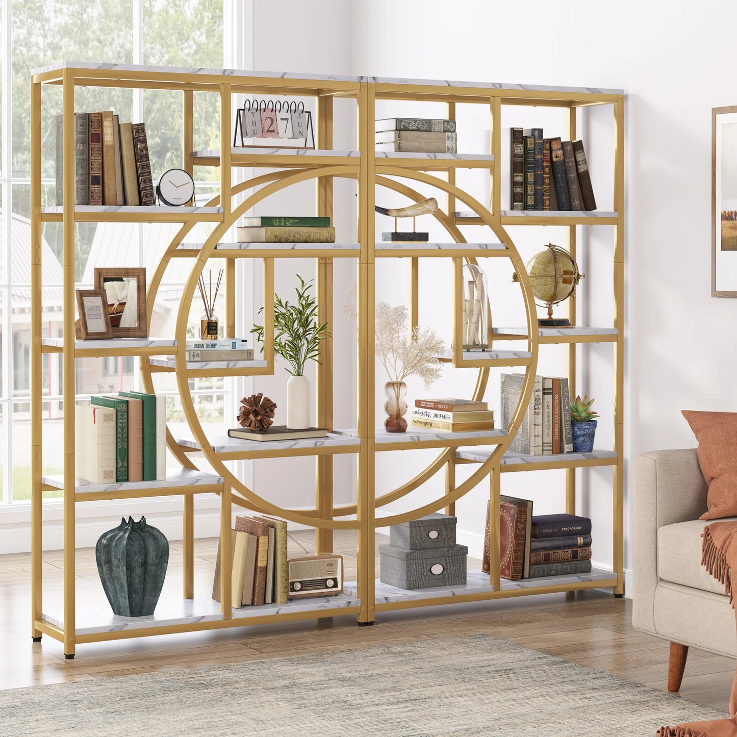 Tribesigns Bookshelf Industrial 5 Tier Etagere Bookcase, Freestanding Tall Bookshelves Display Shelf Storage Organizer