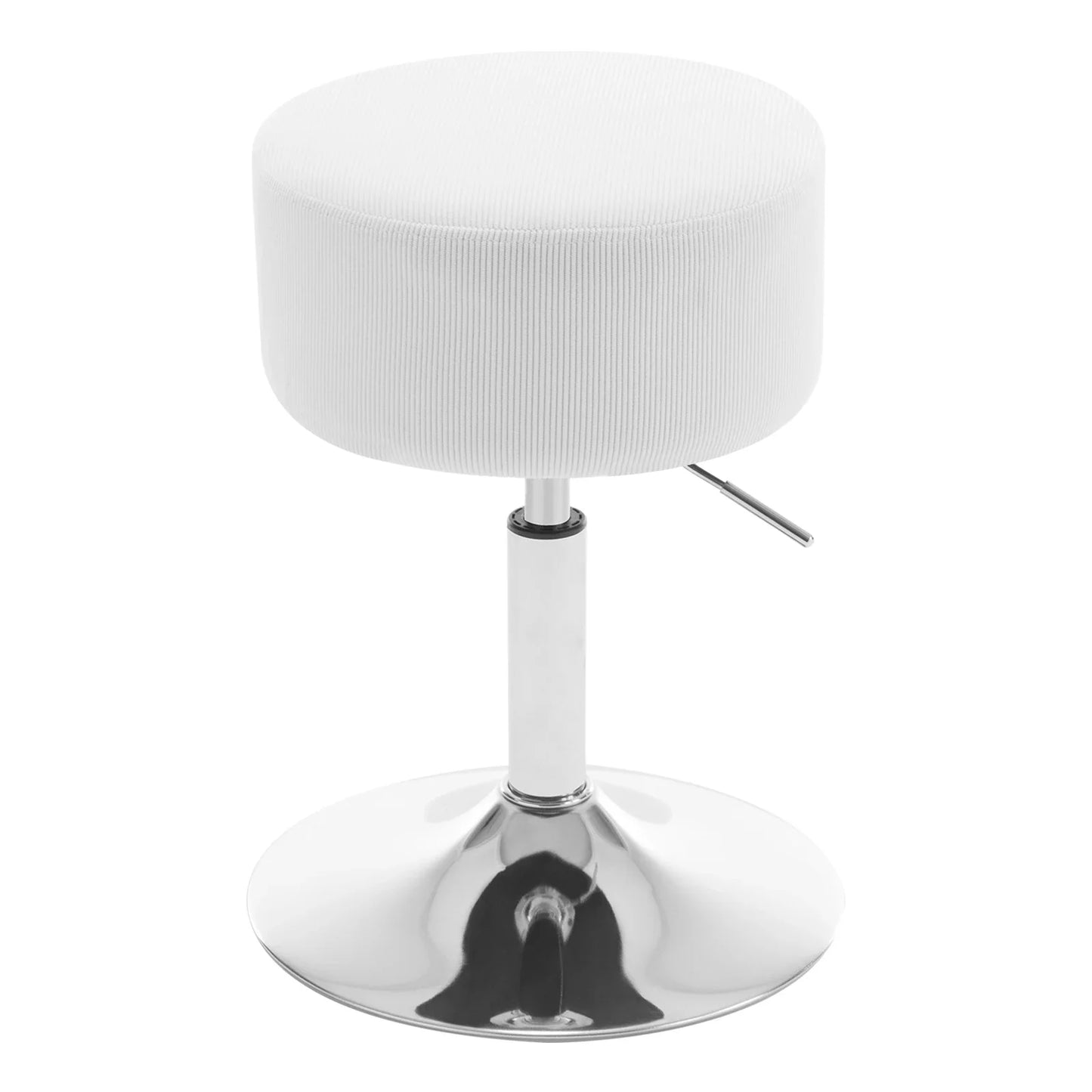 1PC White Round Swivel Bar Stools Height-Adjustable Makeup Stools Corduroy Padded Stools for Office Kitchen Home