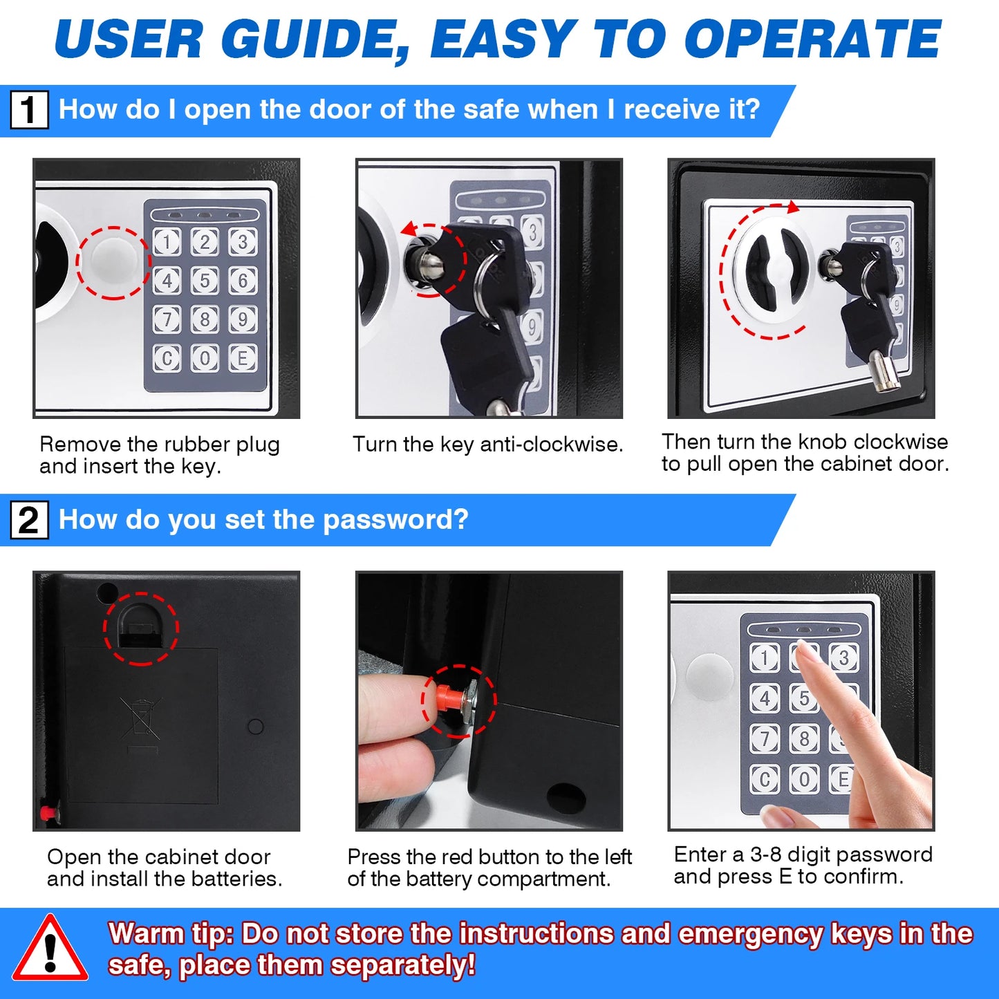 Fireproof 8.5L Electronic Password Security Safe Money Cash Deposit Box Office Home Safe Password Key Anti-theft Safe Box Home