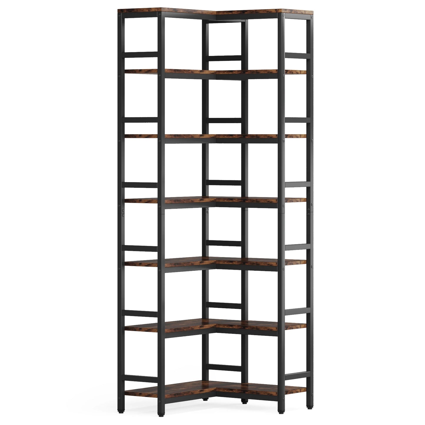 Tribesigns 7-Shelf Corner Bookshelf,Large Modern Corner Bookcase, 7-Tier Tall Corner Shelf Storage Display Rack with Metal Frame