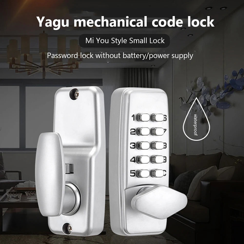 Metal Mechanical Code Lock Sturdy Waterproof Door Code Lock Antirust Interchangeable Handle Easy Installation for Home Furniture