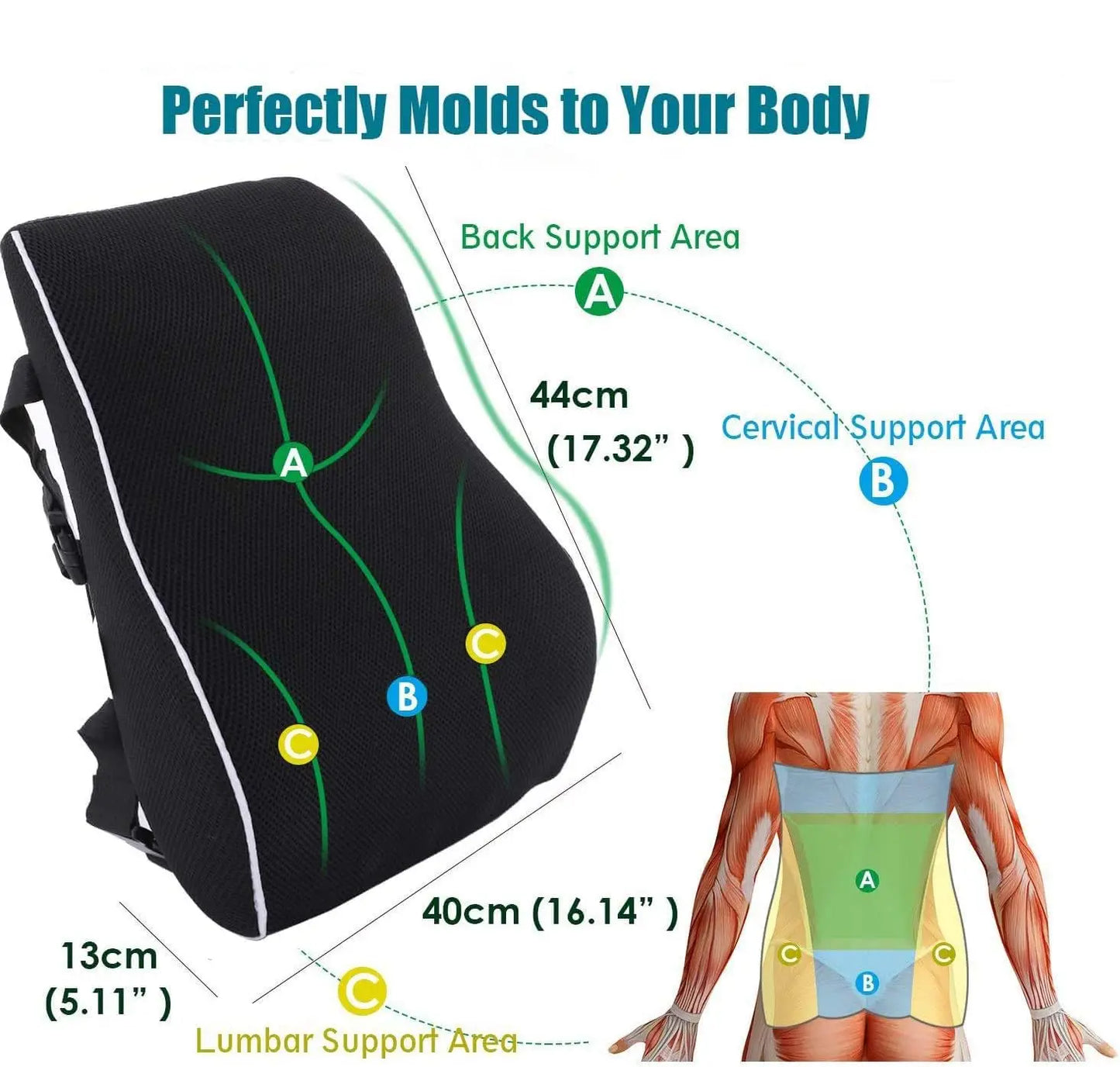 Lumbar Support Pillow, Memory Foam Back Support Cushion Lumbar Support for Office Chair, Car Seat, Recliner