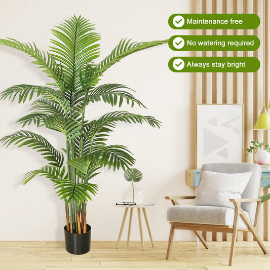 160cm Fake Tropical Palm Tree with 15 Leaves,Perfect Faux Plants in Pot for Indoor Outdoor House Home Office Modern Decoration
