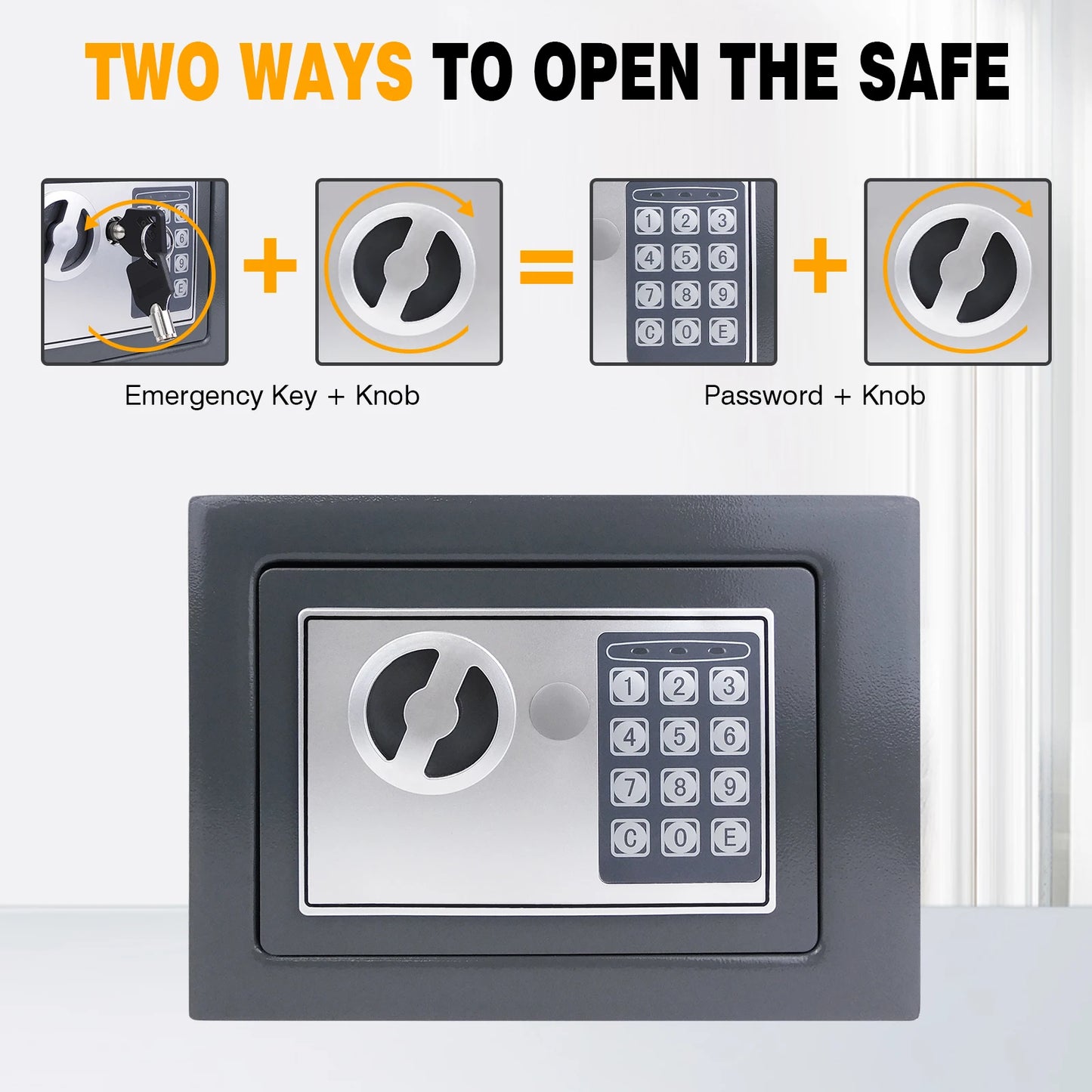 Fireproof 8.5L Electronic Password Security Safe Money Cash Deposit Box Office Home Safe Password Key Anti-theft Safe Box Home