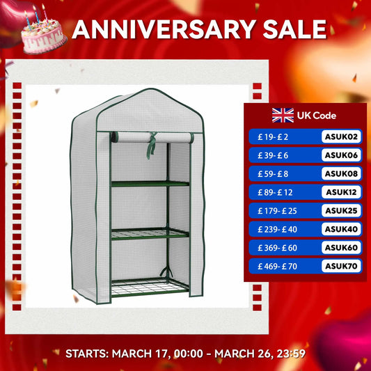 3 Tier Mini Greenhouse with Reinforced PE Cover, Outdoor Greenhouse, White