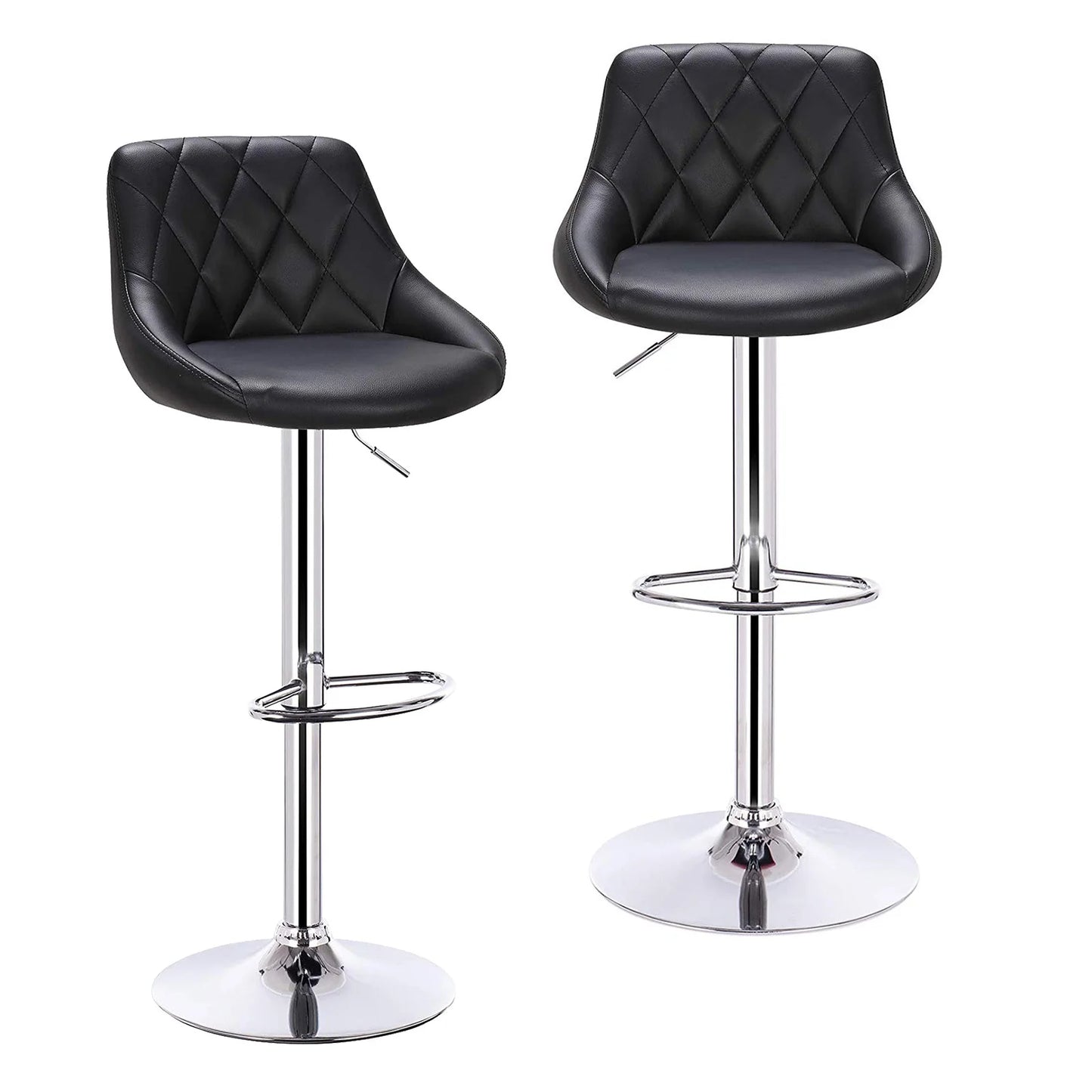 WOLTU 2PCS/Set Swivel Bar Chairs Leather/Velvet Rotating Bar Stool Height-Adjustable Lifting High Stool with Footrest for Home