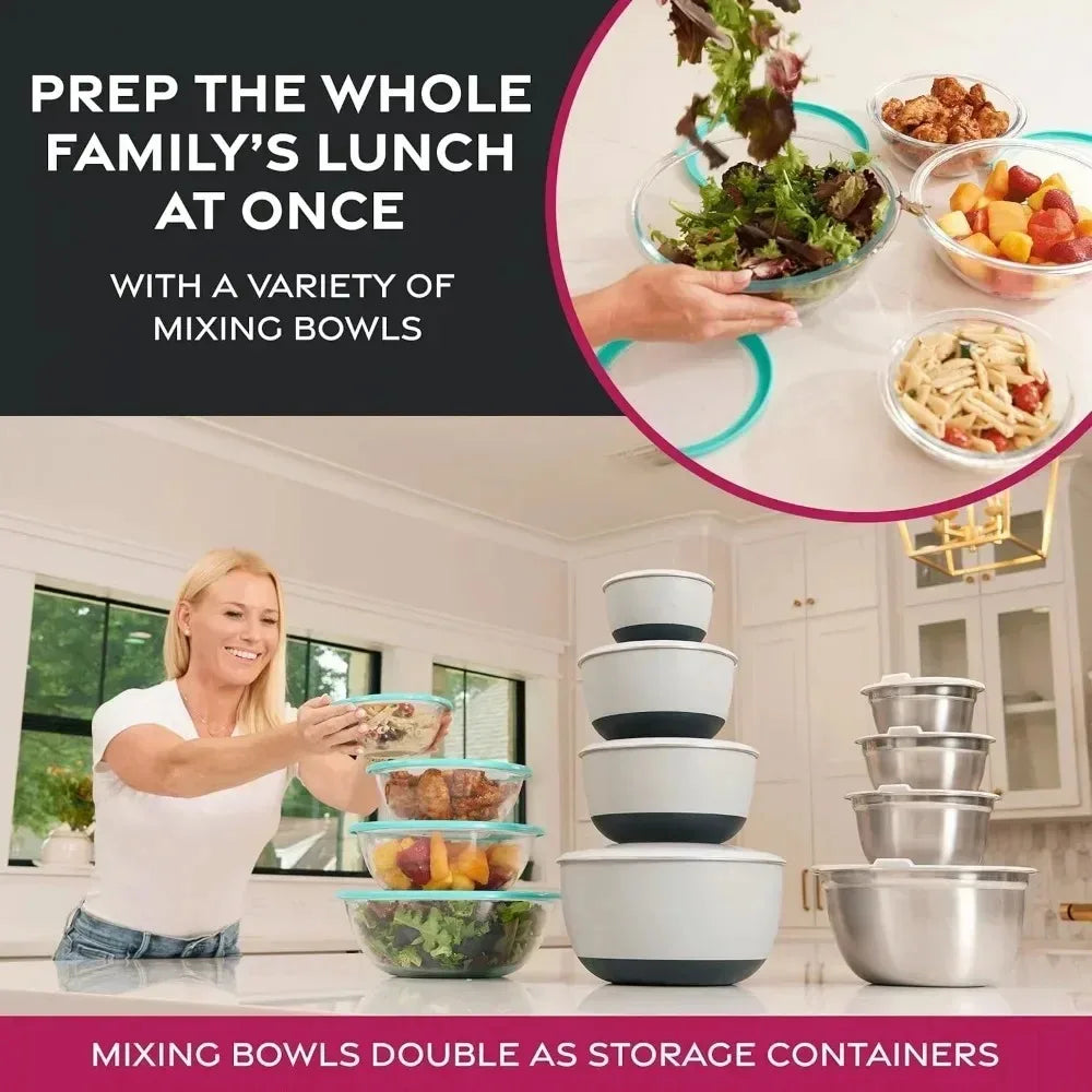 Stainless Steel Mixing Bowls Set for Kitchen Dishwasher Safe Nesting Bowls for Cooking Baking Meal Prepping