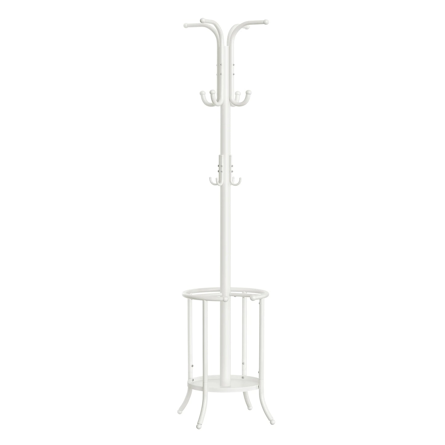 SONGMICS Coat Rack Freestanding, Coat Stand with Umbrella Holder, 12 Hooks, Metal, 175 cm Tall