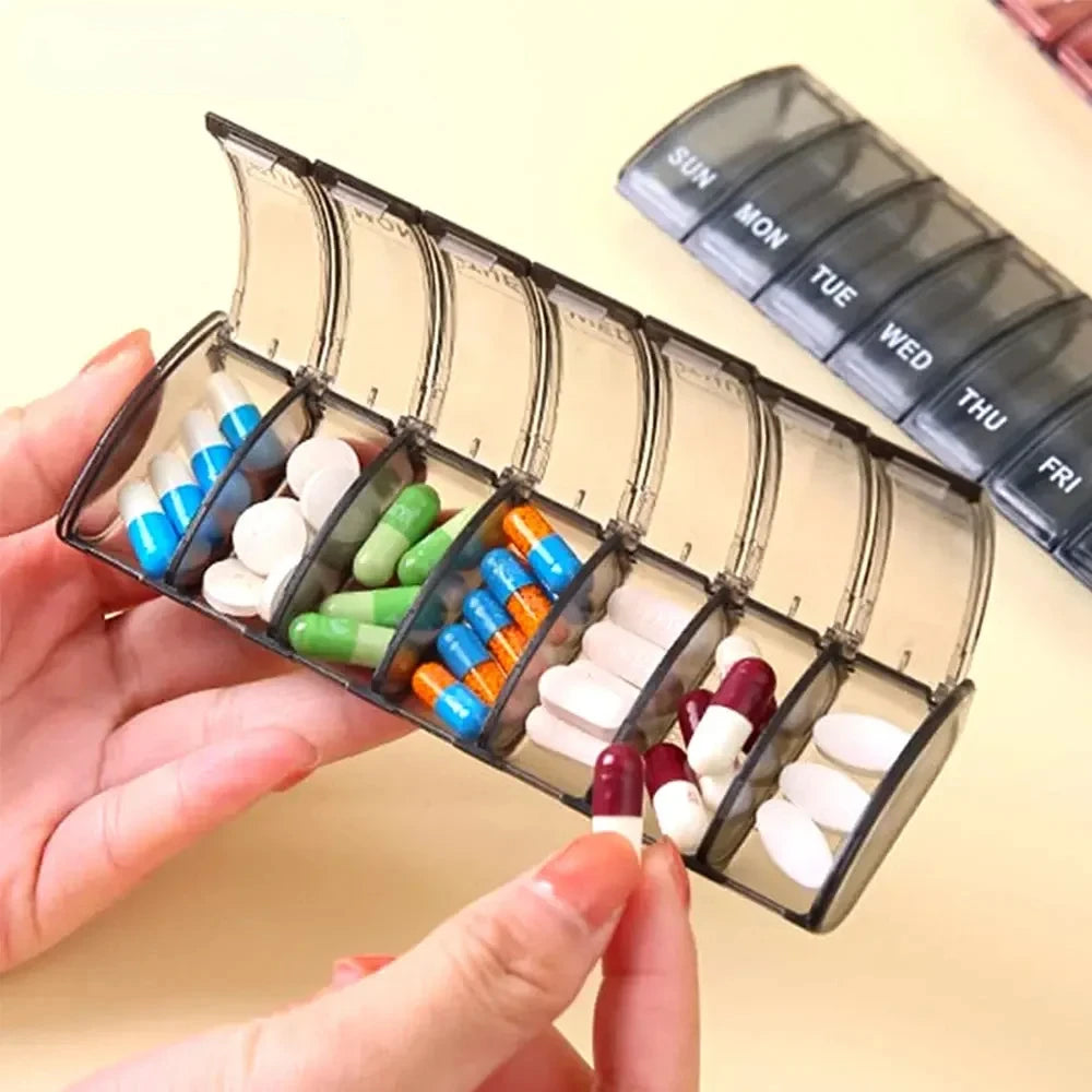 7 Day Pill Case, Daily Vitamin Case Medicine Box, Pill Containers for Medicine Supplements Fish Oil, Weekly Small Pill Organizer