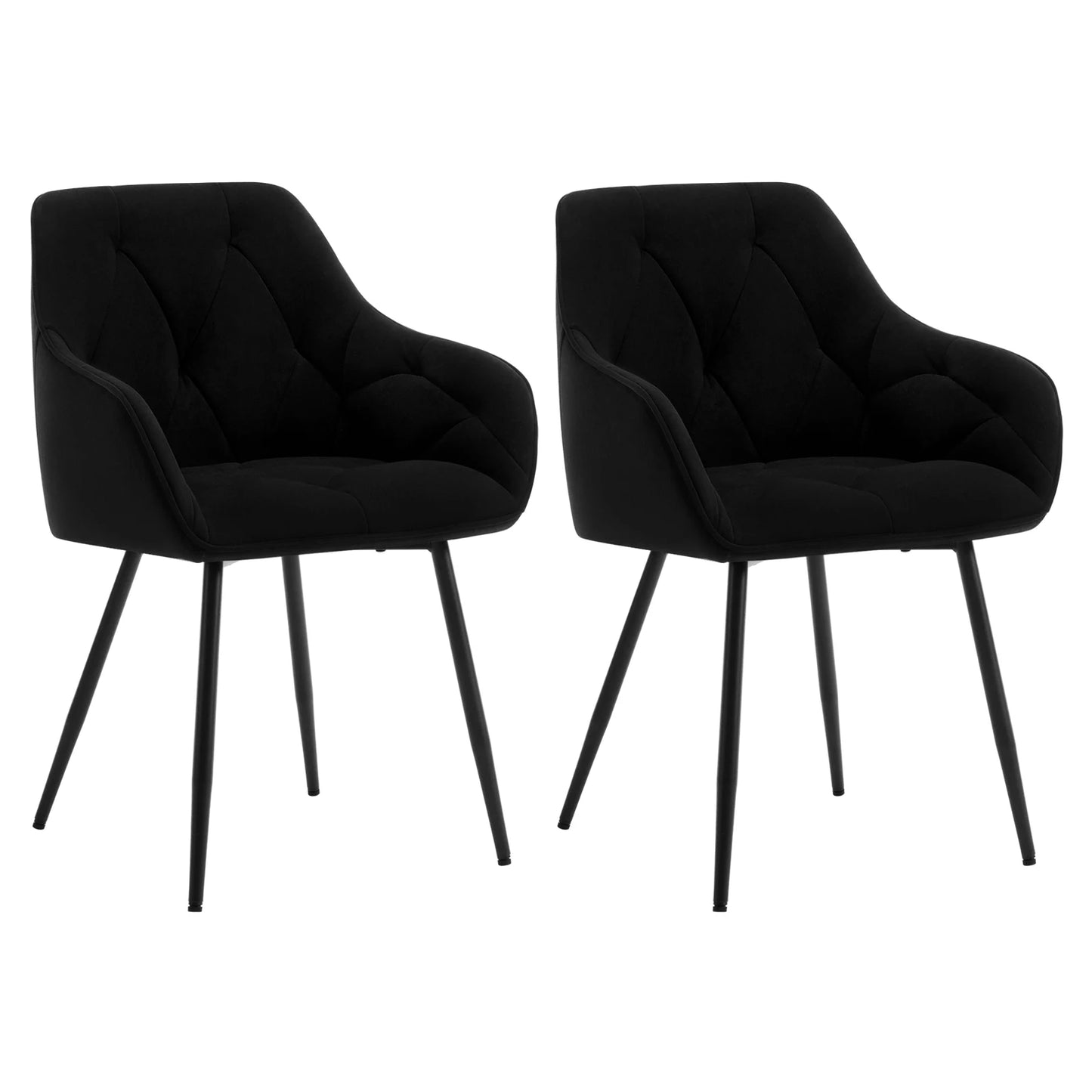 WOLTU 2PCS/Set Dining Chairs Upholstered Kitchen Chairs with Backrest Armrests Metal Legs for Living Room Office Dressing Table