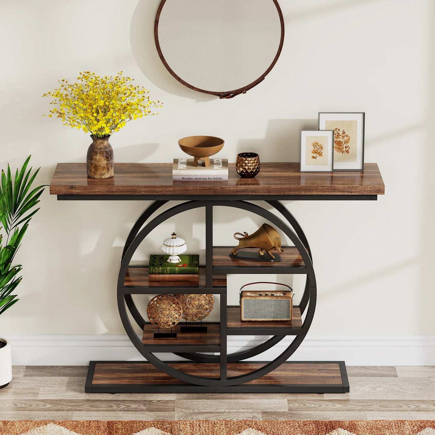 Tribesigns Console Table, 39.4-Inch Entryway Table with Thickened Tabletop, 4- Tier Industrial Narrow Hallway Sofa Table