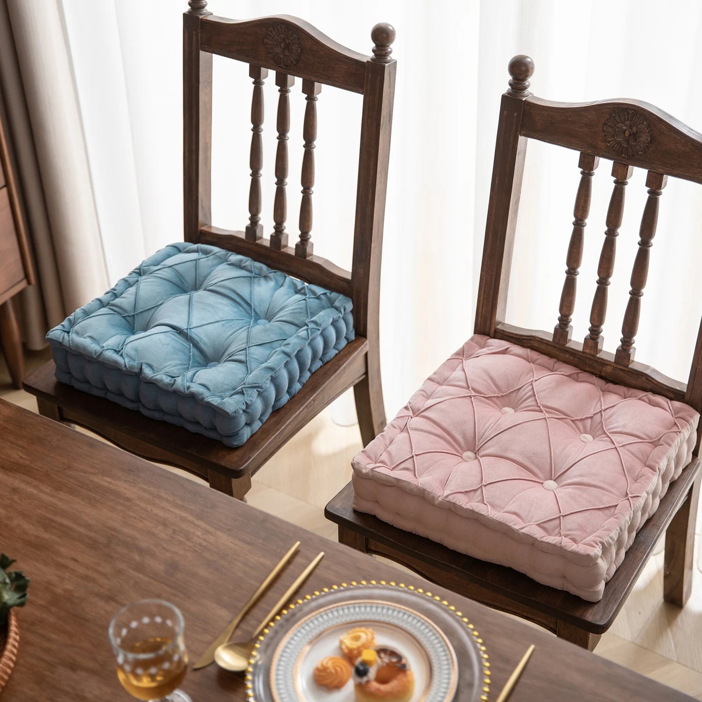 Dutch Velvet Thickened Chair Cushion Armchair Booster Cushion Seat Pad Jacquard Seat Riser Cushion for Chair Floor with Handles