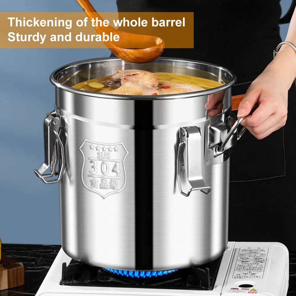 6/12L Stainless Steel Airtight Canister with Seal Lid Food Rice Oil Milk Storage Bucket Grain Storage Container for Home Kitchen