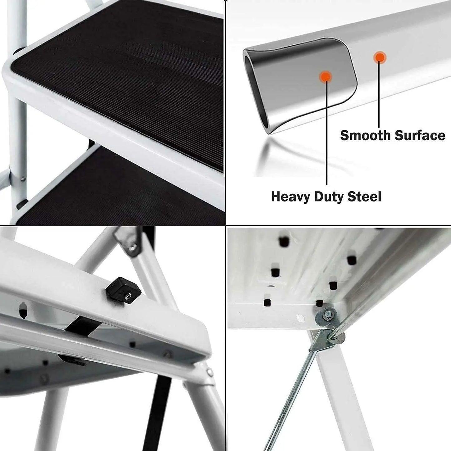 Portable Foldable 3 Step Steel Ladder,Non Slip Tread Stepladder Safety Folding Heavy Duty Step Stool for Home/Kitchen/Garage