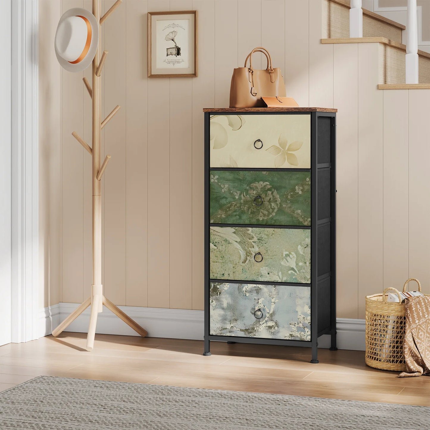 Fabric Chest of Drawers with 4 Drawers