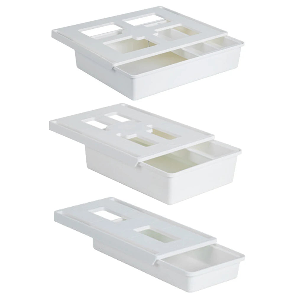 Under Desk Drawer Under Table Storage Holder Self Adhesive Slide Out Drawer Tray Large Capacity for Cosmetics Sundries
