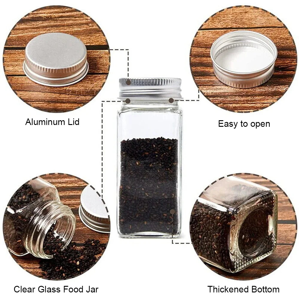 12pc 120ML bottle Glass Spice Bottle Jars Spice Jar Set Transparent Seasoning Storage Bottles Kitchen Salt Bottle