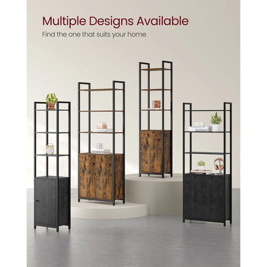 VASAGLE 6-Tier Bookcase, Tall Bookshelf with Door, Metal Frame, Adjustable Shelves, 24 x 60 x 159.5 cm
