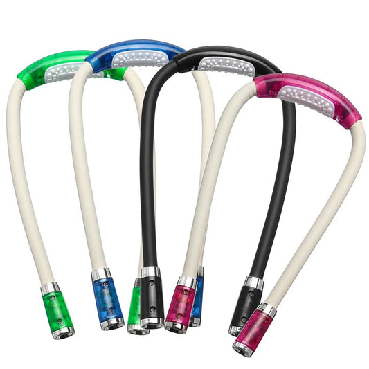 4LED Neck Reading Light Flexible Hug Neck Lamp Torch 2xAAA Batteries Book Lights 4 Modes Camping Lamp Flashlight Headlight