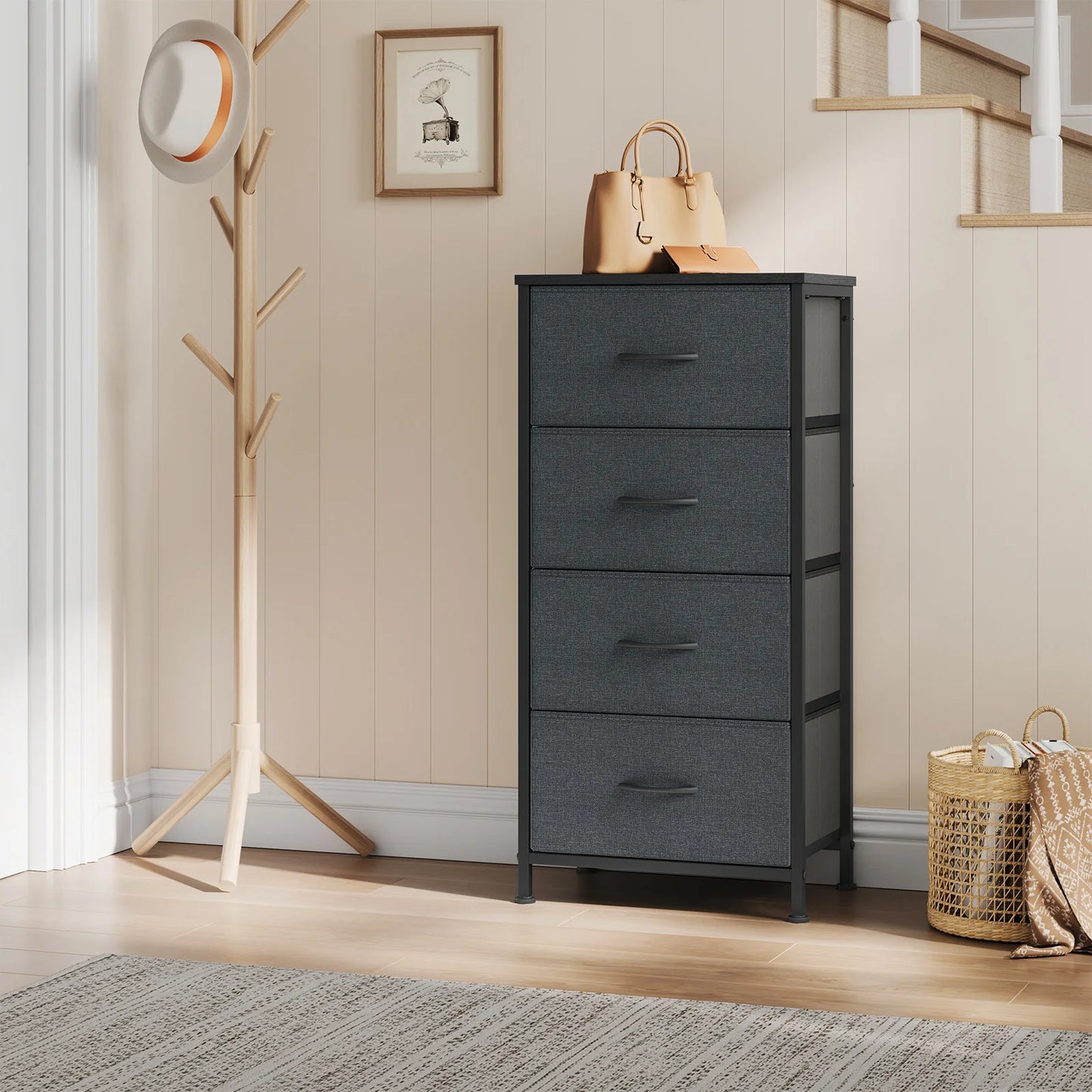 Fabric Chest of Drawers with 4 Drawers