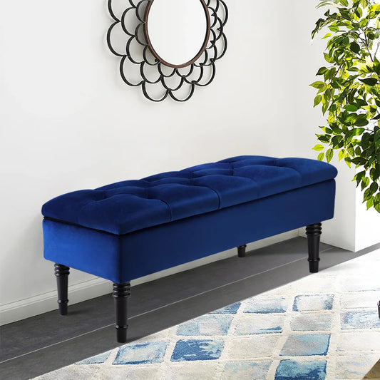 Buttoned Velvet Ottoman Storage Footstool