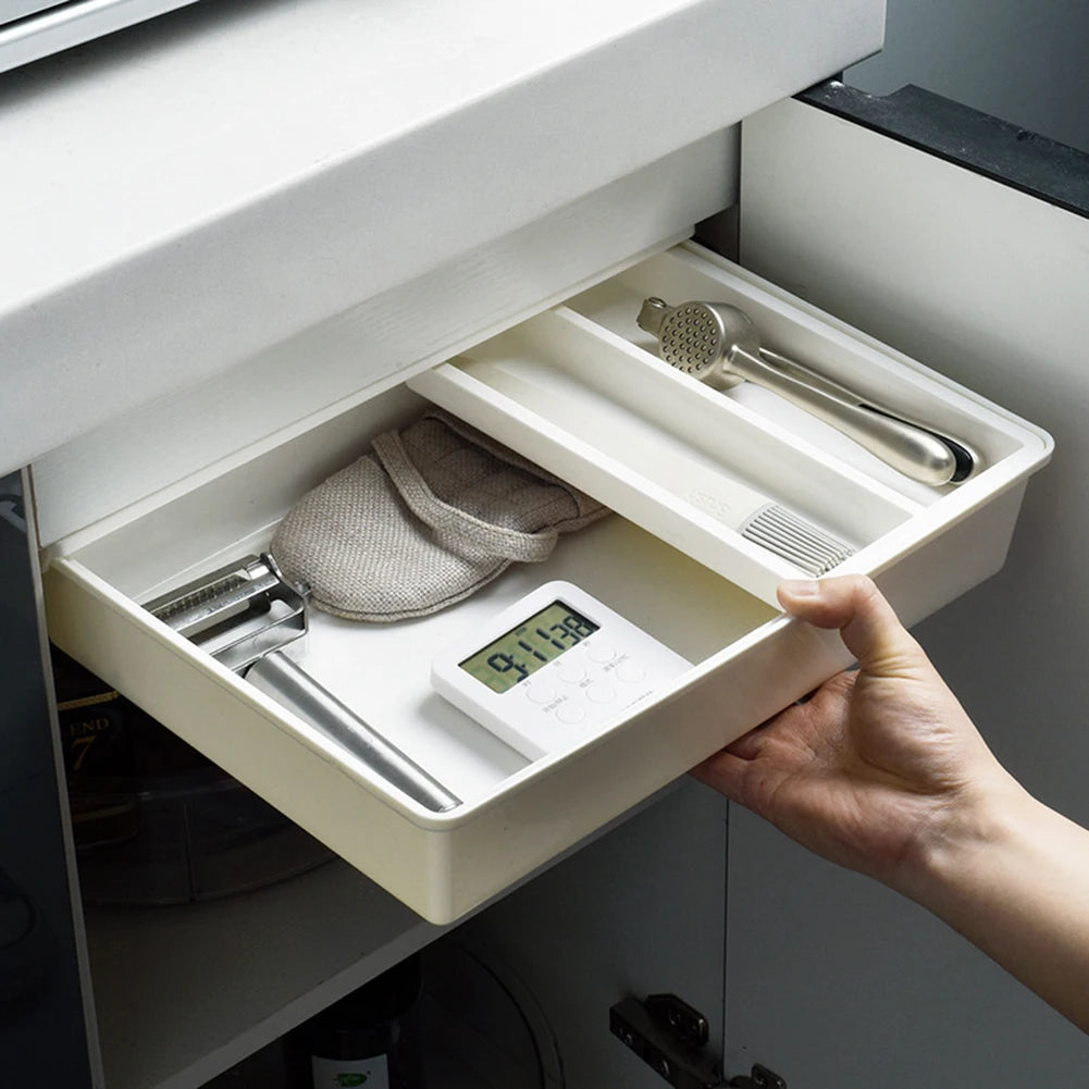 Under Desk Drawer Under Table Storage Holder Self Adhesive Slide Out Drawer Tray Large Capacity for Cosmetics Sundries