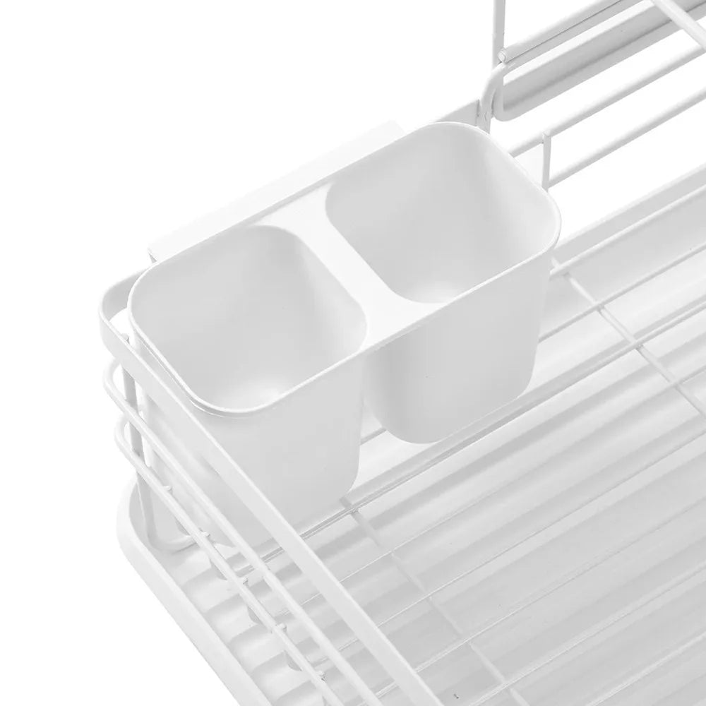2 Tier Dish Drying Rack Kitchen Adjustable Stainless with Drain Basket Countertop Dinnerware Organizer Drainboard Storage Holde