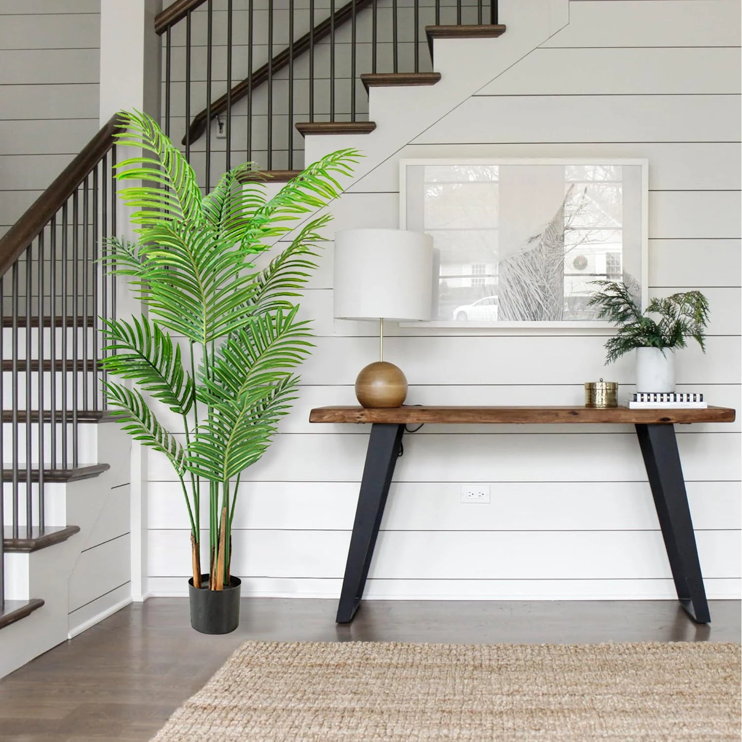 160cm Fake Tropical Palm Tree with 15 Leaves,Perfect Faux Plants in Pot for Indoor Outdoor House Home Office Modern Decoration