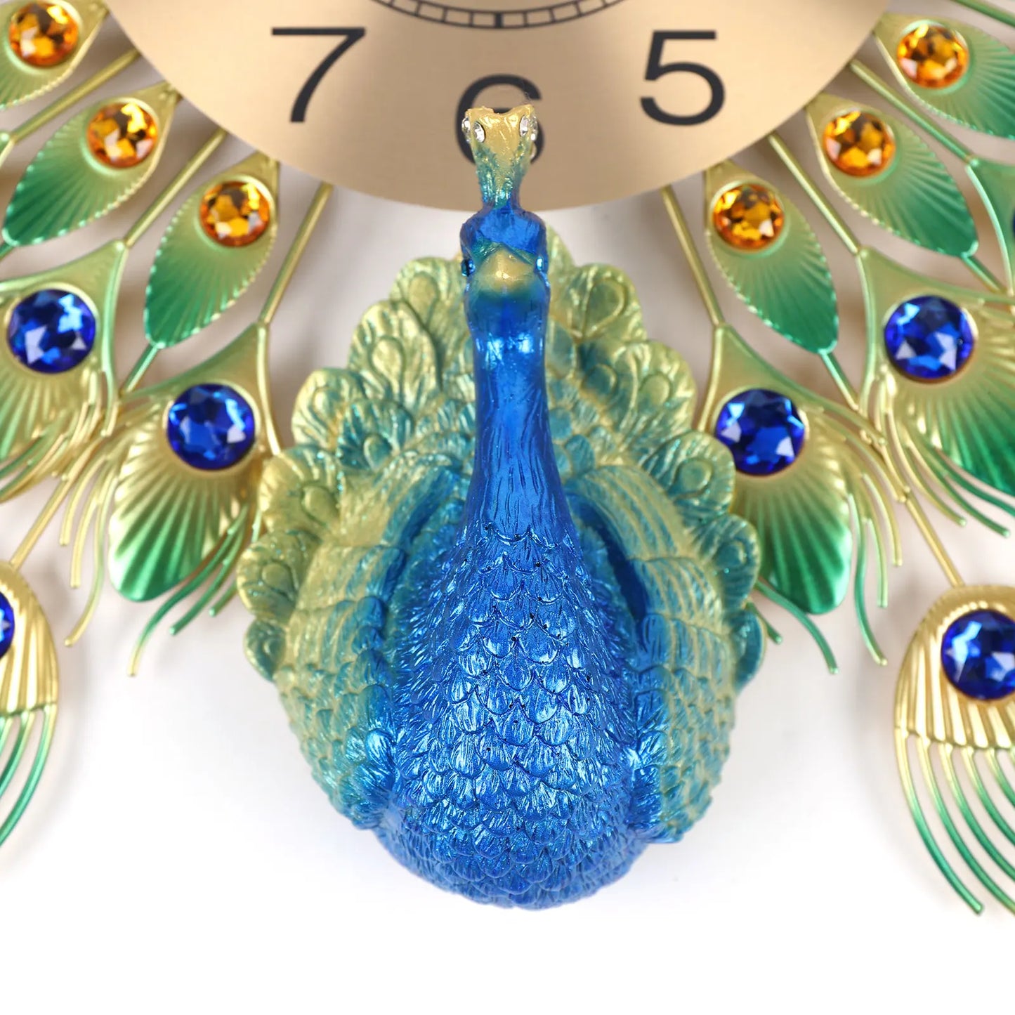 Peacock Clock Metal Silent Wall Clock None Ticking Decorative Large Wall Clock for Living Room Home Decor