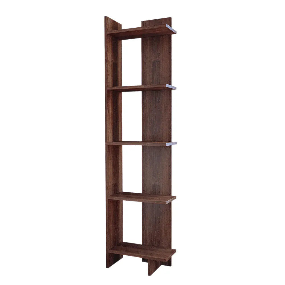 5 Tier Corner Storage Bookshelf Shelving Unit, Walnut