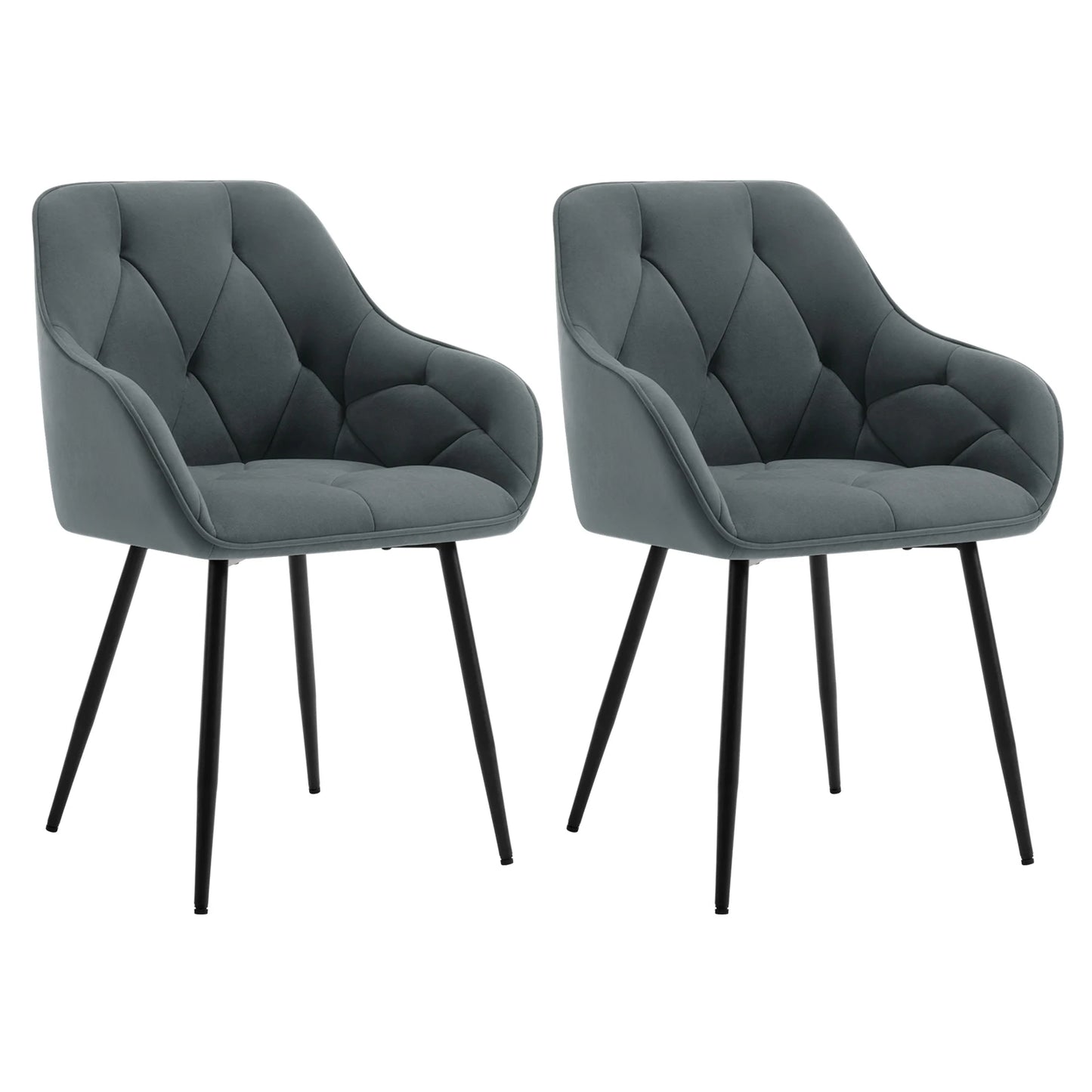 WOLTU 2PCS/Set Dining Chairs Upholstered Kitchen Chairs with Backrest Armrests Metal Legs for Living Room Office Dressing Table