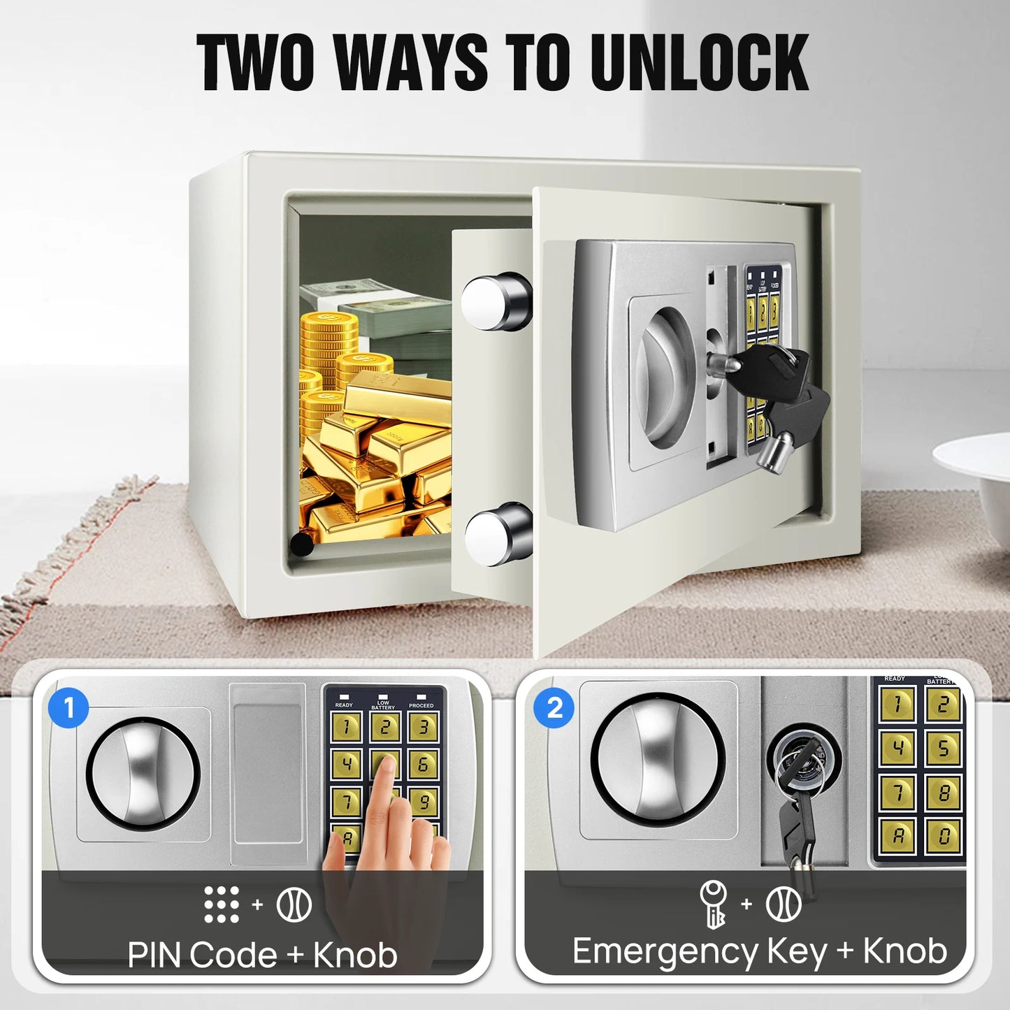 Fireproof 8.5L Electronic Password Security Safe Money Cash Deposit Box Office Home Safe Password Key Anti-theft Safe Box Home