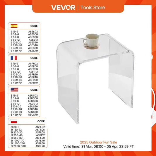 VEVOR Acrylic End Table C-Shaped Lucite Side Table Clear Acrylic Side Table for Drink Food Snack used in Living Room Bedroom