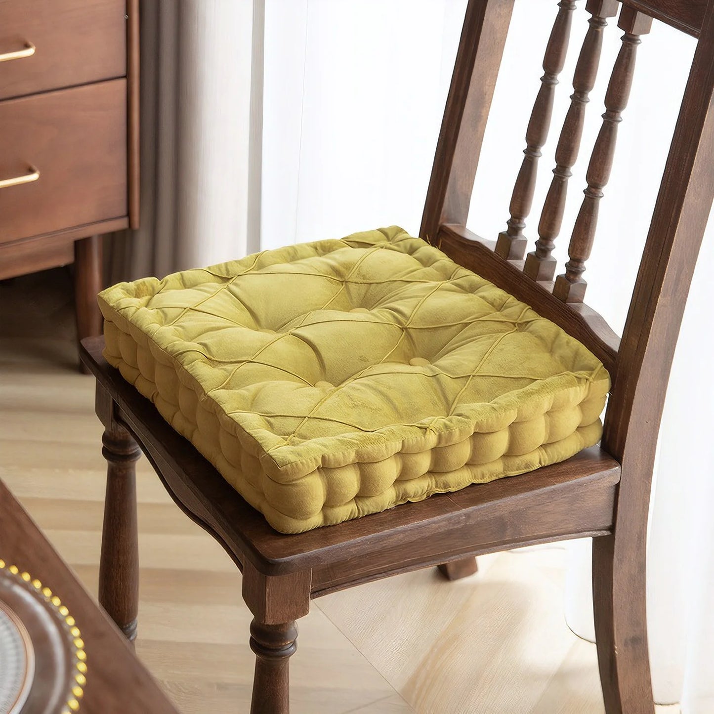 Dutch Velvet Thickened Chair Cushion Armchair Booster Cushion Seat Pad Jacquard Seat Riser Cushion for Chair Floor with Handles