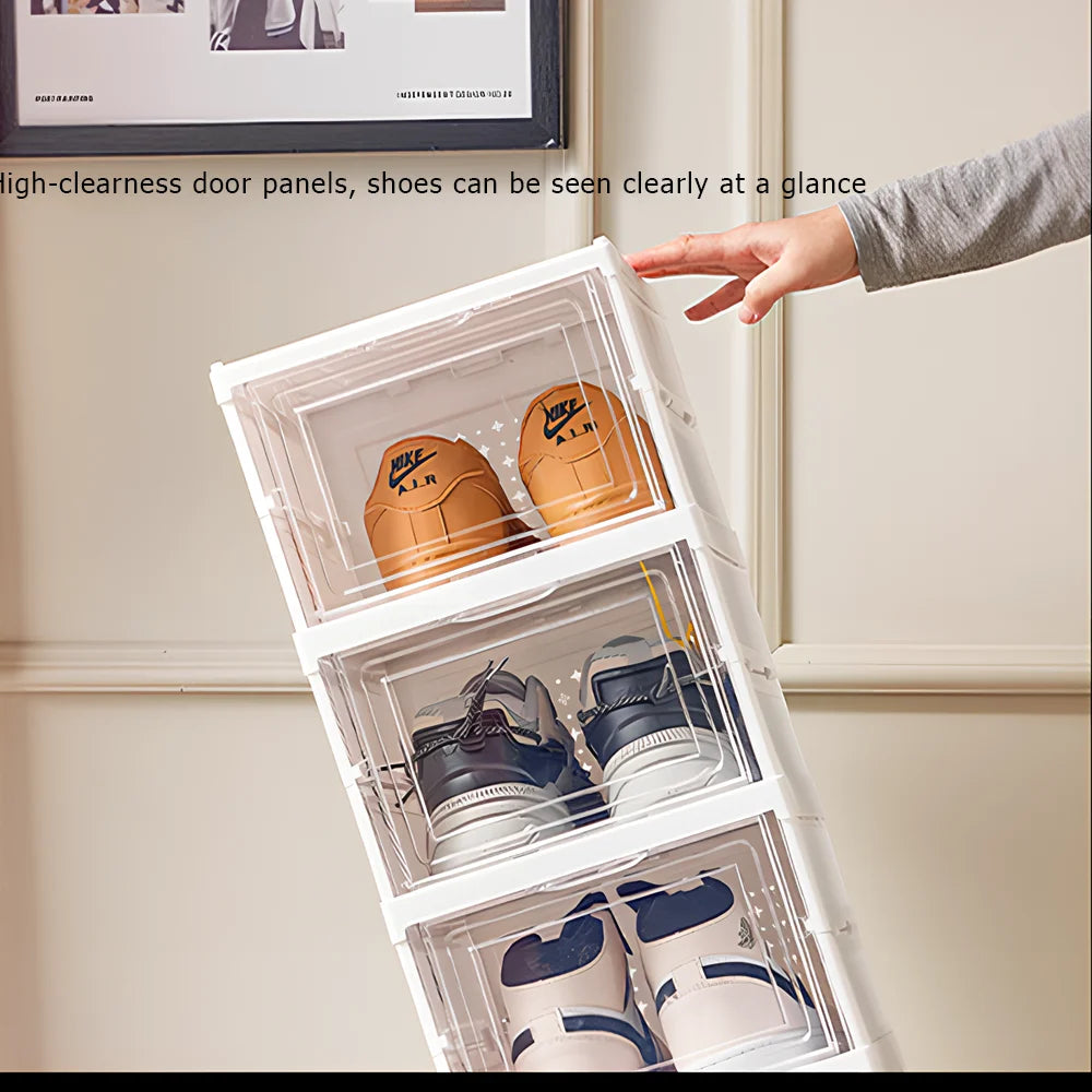 [UK Stock] 6 Tire Shoe Storage Box Plastic Shoe Boxes, Storage Organizers Set, Transparent Shoe Box Dustproof Organizer