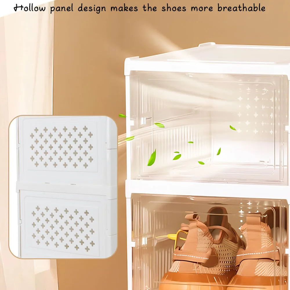 [UK Stock] 6 Tire Shoe Storage Box Plastic Shoe Boxes, Storage Organizers Set, Transparent Shoe Box Dustproof Organizer