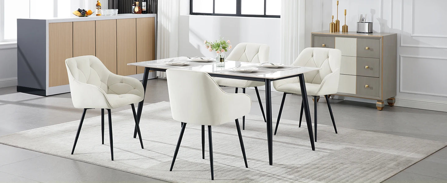 WOLTU 2PCS/Set Dining Chairs Upholstered Kitchen Chairs with Backrest Armrests Metal Legs for Living Room Office Dressing Table