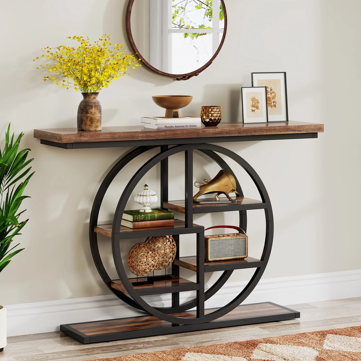 Tribesigns Console Table, 39.4-Inch Entryway Table with Thickened Tabletop, 4- Tier Industrial Narrow Hallway Sofa Table
