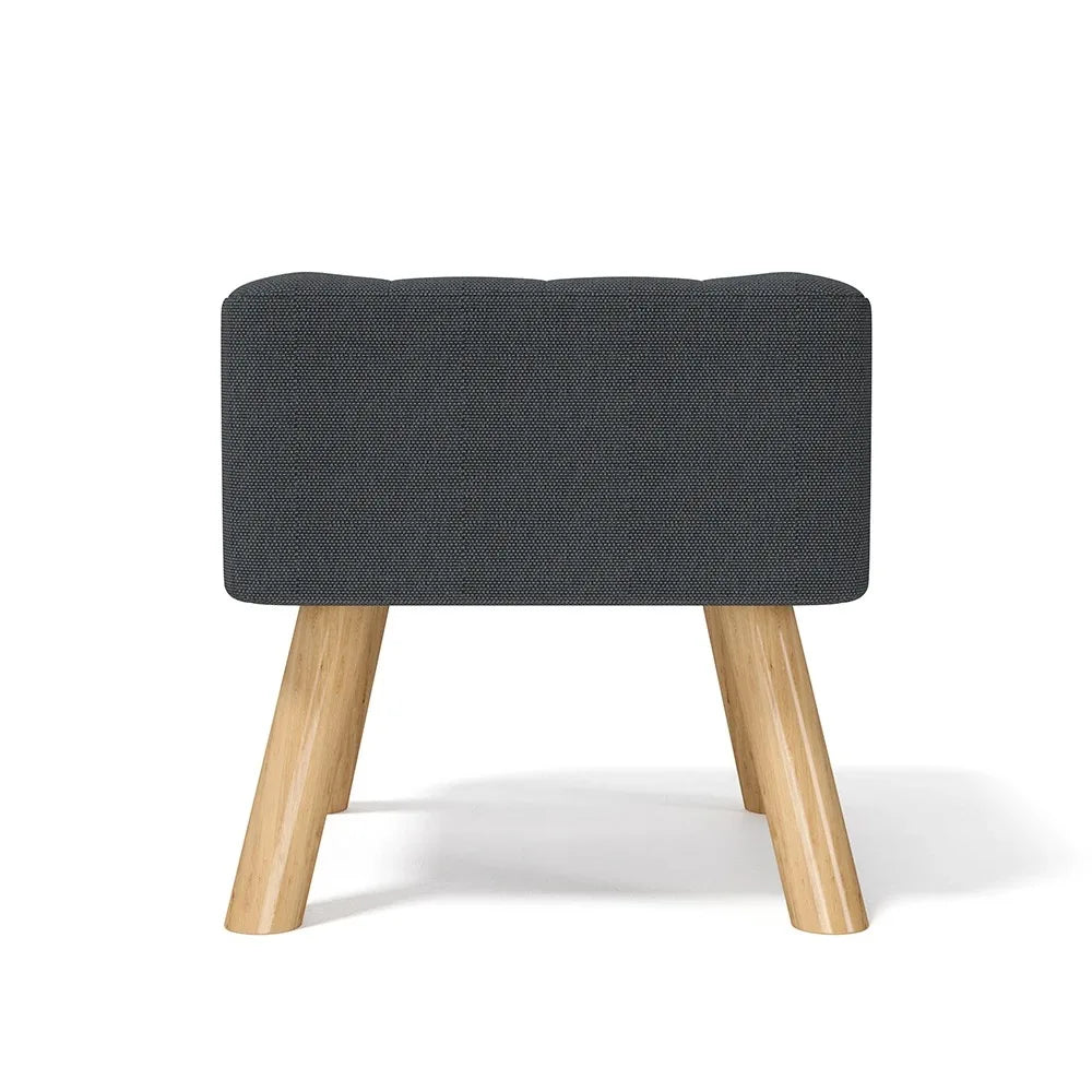Linen Fabric Padded Household Multifunctional  Wooden Leg Footstool