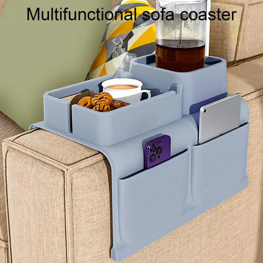 Silicone Couch Arm Tray Sofa Armrest Organizer Cup Holder Back Grid-Like Design Storage Supplies for Car Backseats Living Rooms
