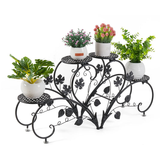 4 Potted Flower Stand Plant Holder Window Plant Pot Shelf Desk Plant Stand Indoor Outdoor Plant Display Garden Patio