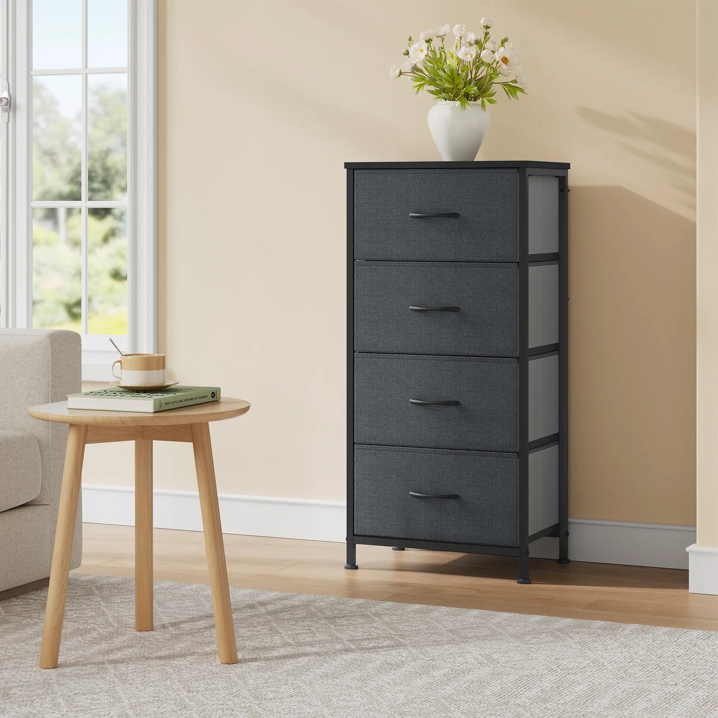 Fabric Chest of Drawers with 4 Drawers