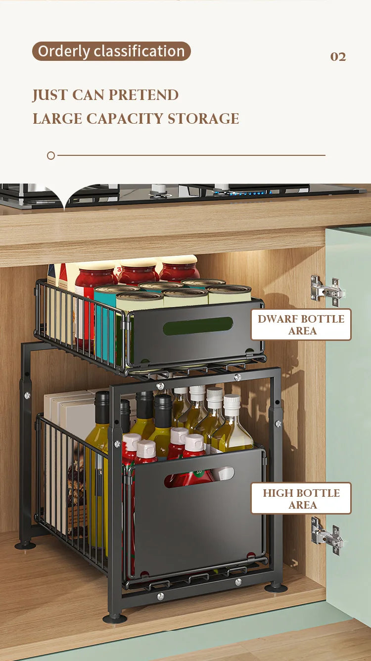 1pc,Slide-out storage rack,Cabinet pull-out storage basket,Punch-free storage rack with suction cups,Spice rack, cutlery rack