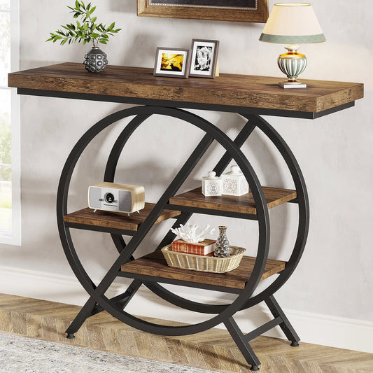 Tribesigns Console Table, 39.4-Inch Entryway Table with Thickened Tabletop, 4- Tier Industrial Narrow Hallway Sofa Table
