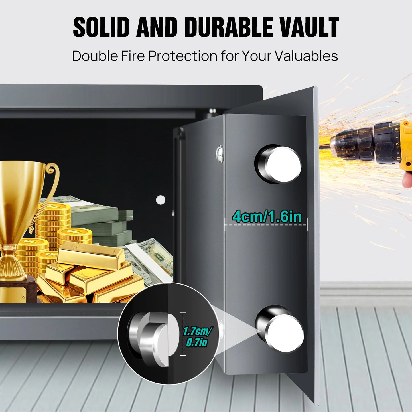 Fireproof 8.5L Electronic Password Security Safe Money Cash Deposit Box Office Home Safe Password Key Anti-theft Safe Box Home