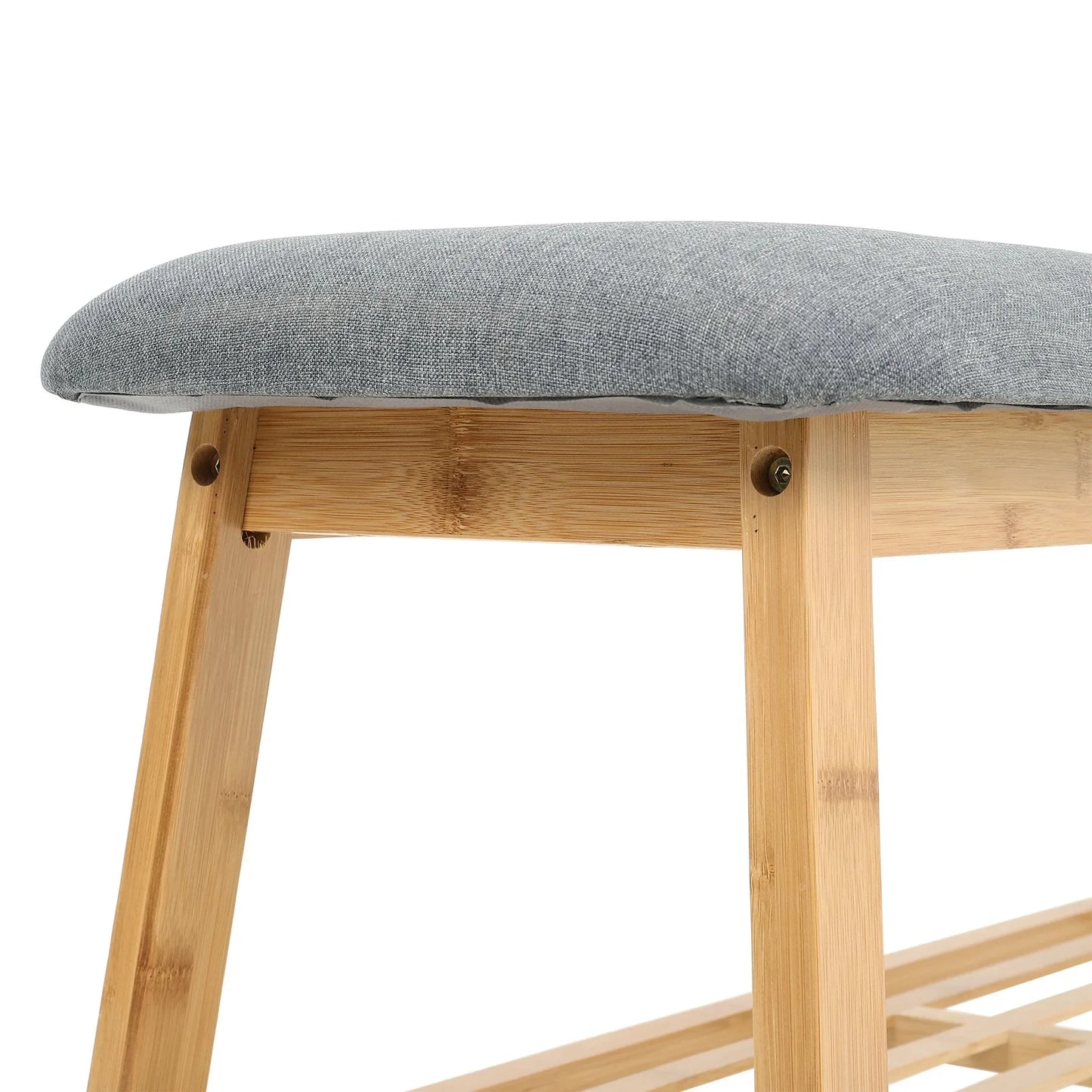 Multi-functional Home Use Bamboo Shoe Changing Stool with Soft Breathable Cushion