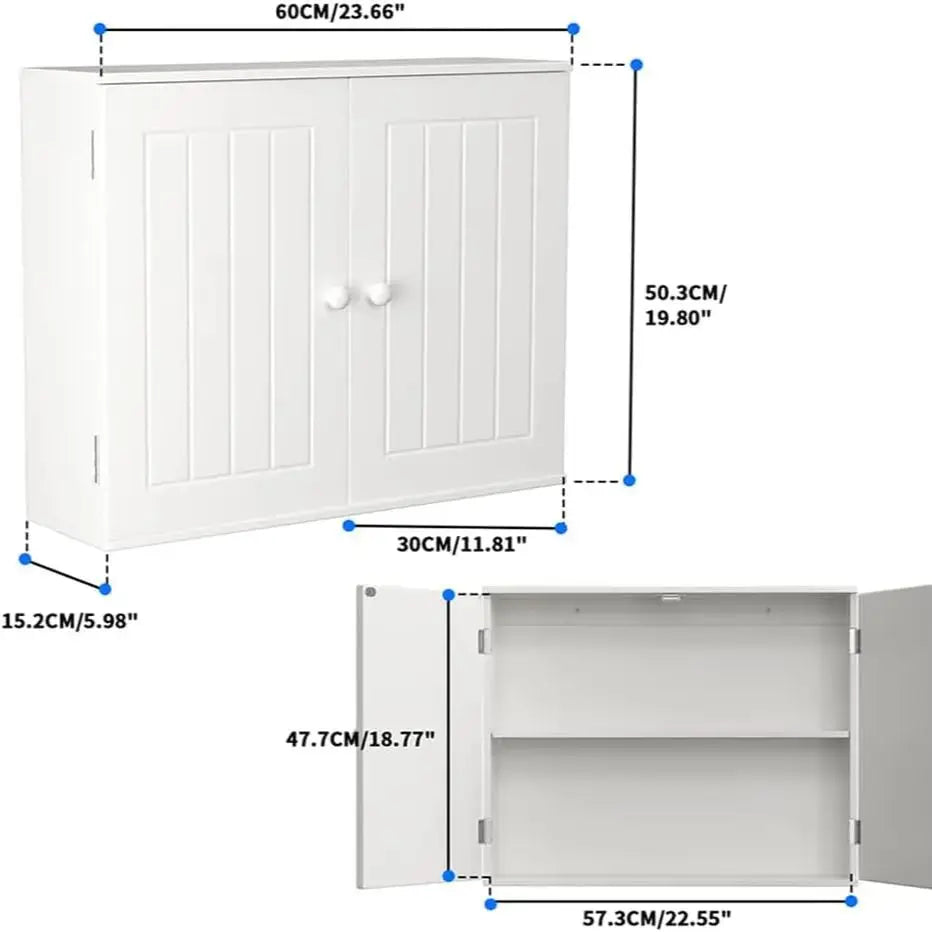 EFAN Storage Cabinet, Freestanding/Wall Mounted Bathroom Unit with Adjustable Shelf, Multi-purpose Waterproof Cupboard Furniture