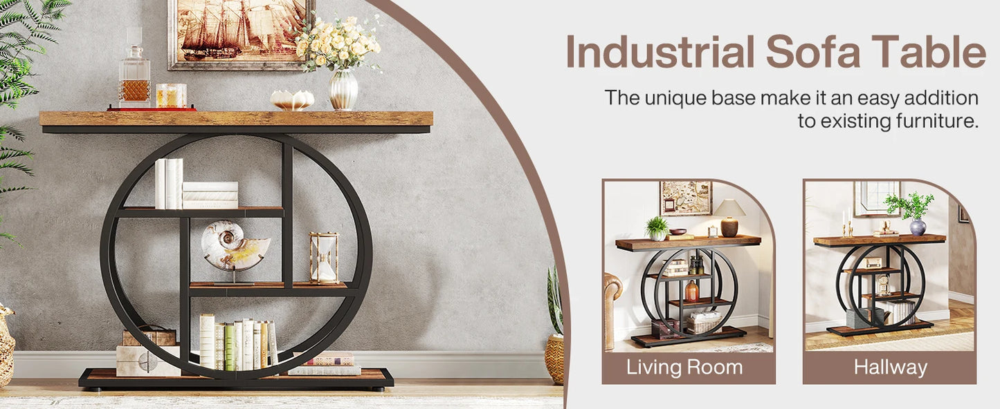 Tribesigns Console Table, 39.4-Inch Entryway Table with Thickened Tabletop, 4- Tier Industrial Narrow Hallway Sofa Table