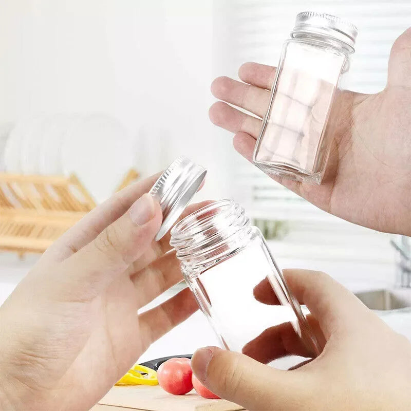 12pc 120ML bottle Glass Spice Bottle Jars Spice Jar Set Transparent Seasoning Storage Bottles Kitchen Salt Bottle